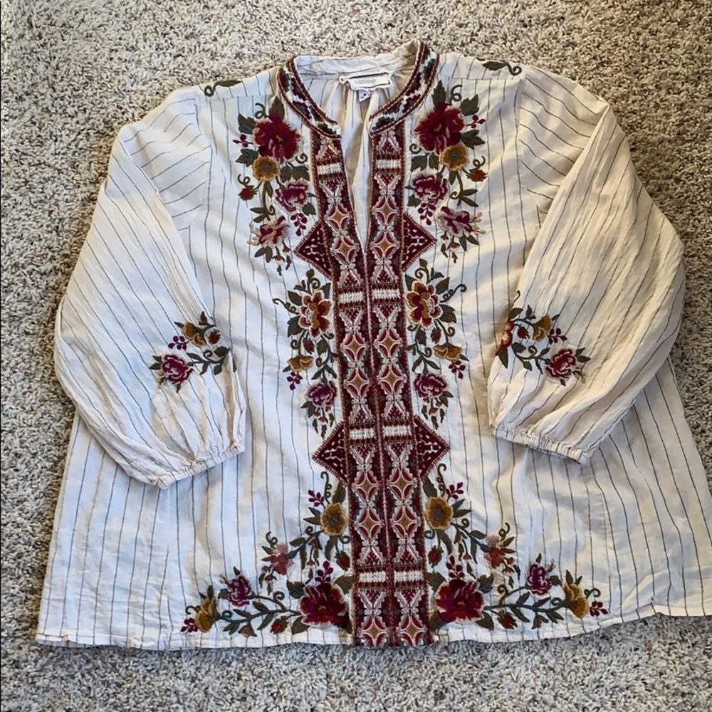 Gorgeous Johnny Was Workshop Embroidered Top Sz M